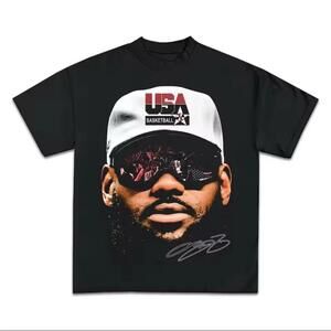 Lebron James The Goat Black Graphic Tee Cotton S-